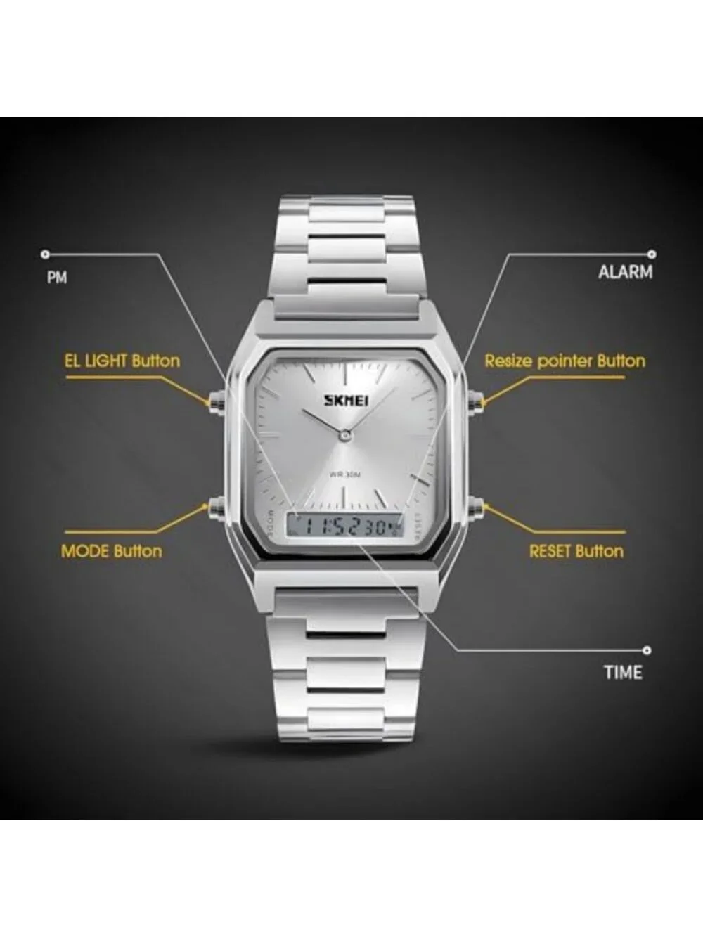 Unisex Military Style Analog Digital Watch with LED Chronograph Features